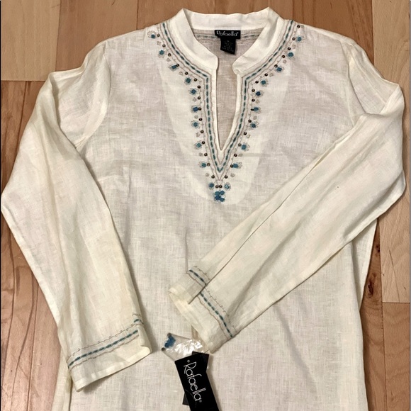 Rafael a White Embellished Tunic Blouse - Picture 1 of 4